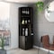 Tuhome Syrah Corner Bar Cabinet, Eight Bottle Cubbies, Double Door, Two Open Shelves-Black BLW5546 - alternate 3
